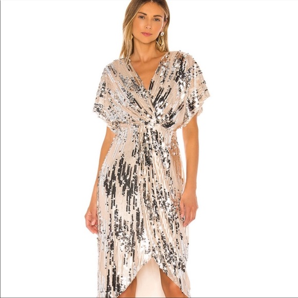 Astr Dresses & Skirts - ASTR the Label Nude and Silver Sequin Dress
